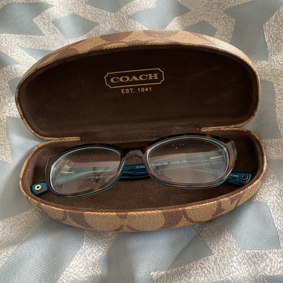 Coach Tortoise and Teal Glasses and case - Picture 2 of 5